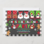 クリスマスパジャマパーティの招待状ホリデーパジャマ 招待状 (正面)