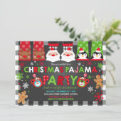 クリスマスパジャマパーティの招待状ホリデーパジャマ 招待状 (スタンド正面)