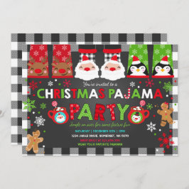 クリスマスパジャマパーティの招待状ホリデーパジャマ 招待状