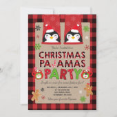 クリスマスパジャマパーティの招待状ホリデーパジャマ 招待状 (正面)