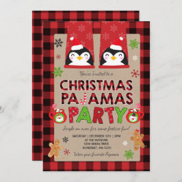 クリスマスパジャマパーティの招待状ホリデーパジャマ 招待状