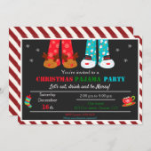 クリスマスパジャマパーティの招待状ホリデーパジャマ 招待状 (正面/裏面)