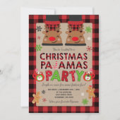 クリスマスパジャマパーティの招待状ホリデーパジャマ 招待状 (正面)