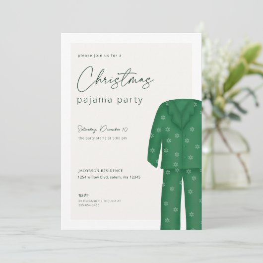 クリスマスパジャマパーティの招待状 |ホリデーパーティー 招待状 (スタンド正面)