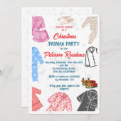クリスマスパジャマパーティーおもしろいの子供の招待 招待状 (正面/裏面)