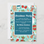 クリスマスパジャマパーティーおもしろいキッズイラストレーション 招待状 (正面)