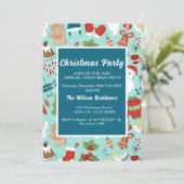 クリスマスパジャマパーティーおもしろいキッズイラストレーション 招待状 (スタンド正面)