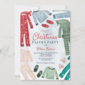 クリスマスパジャマパーティーおもしろいキッズイラストレーション 招待状 (正面)