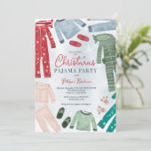 クリスマスパジャマパーティーおもしろいキッズイラストレーション 招待状 (スタンド正面)