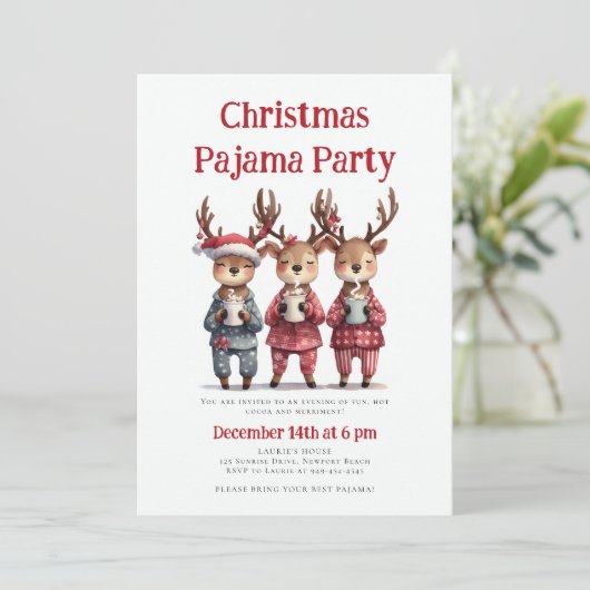 クリスマスパジャマパーティーおもしろいトナディースレープウェア 招待状 (スタンド正面)
