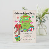 クリスマスパジャマパーティーとサンタとギフト 招待状 (スタンド正面)