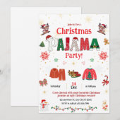 クリスマスパジャマパーティーに子供たちを誘う 招待状 (正面/裏面)