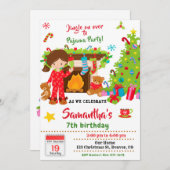 クリスマスパジャマパーティーの招待状 眠り続けるパーティー 招待状 (正面/裏面)