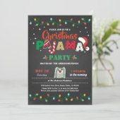 クリスマスパジャマパーティーの祝日パーティーチャルクボード 招待状 (スタンド正面)