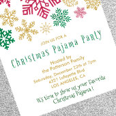 クリスマスパジャマパーティーイラストレーションスノーフレーク 招待状