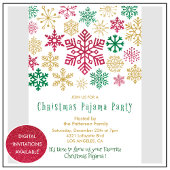 クリスマスパジャマパーティーイラストレーションスノーフレーク 招待状