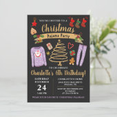 クリスマスパジャマパーティーガールズスリープバー誕生日 招待状 (スタンド正面)