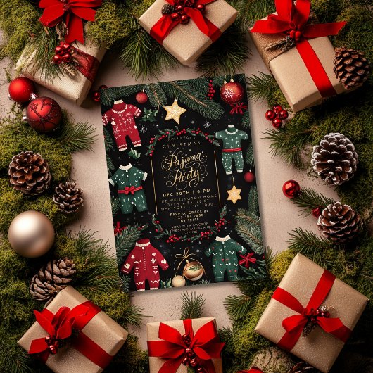 クリスマスパジャマパーティーキッズパジャマパーティー 招待状