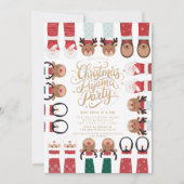 クリスマスパジャマパーティーキッズホリデーパーティー 招待状 (正面)