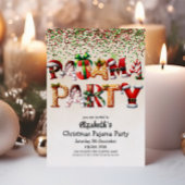 クリスマスパジャマパーティーキャンディーケーンサンタハットデザイン 招待状