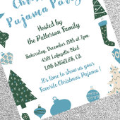 クリスマスパジャマパーティーグリッターかわいいイラストレーション 招待状