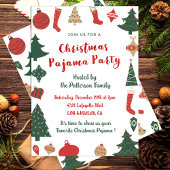 クリスマスパジャマパーティーグリッターかわいいイラストレーション 招待状