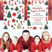 クリスマスパジャマパーティーグリッターかわいいイラストレーション 招待状