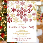 クリスマスパジャマパーティーシック赤かわいいスノーフレーク 招待状