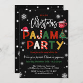 クリスマスパジャマパーティーシャルボードホリデーパーティー 招待状 (正面/裏面)