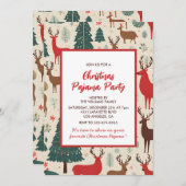クリスマスパジャマパーティースランバーお洒落ディアー 招待状 (正面/裏面)