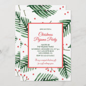 クリスマスパジャマパーティースランバーエバエレガントーグリーン 招待状 (正面/裏面)