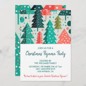クリスマスパジャマパーティースランバーフォレストの雪 招待状 (正面/裏面)
