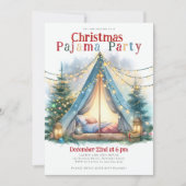 クリスマスパジャマパーティーテントライトウォーターカラーシック 招待状 (正面)