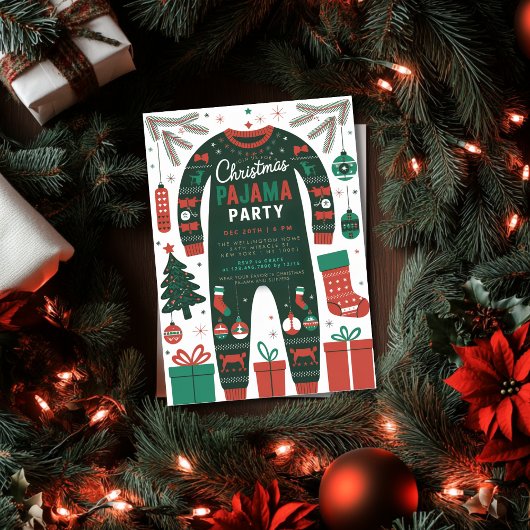 クリスマスパジャマパーティーホリデーキッズパーティー 招待状