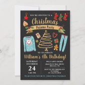 クリスマスパジャマパーティーボーイズスリープバー誕生日 招待状 (正面)