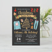 クリスマスパジャマパーティーボーイズスリープバー誕生日 招待状 (スタンド正面)