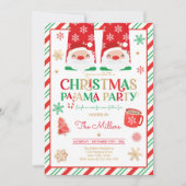 クリスマスパジャマパーティーレッドホリデーパジャマパーティー 招待状 (正面)