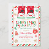 クリスマスパジャマパーティーレッドホリデーパジャマパーティー 招待状 (正面)