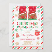 クリスマスパジャマパーティーレッドホリデーパジャマパーティー 招待状 (正面)