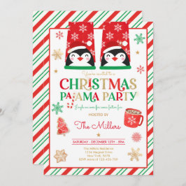 クリスマスパジャマパーティーレッドホリデーパジャマパーティー 招待状