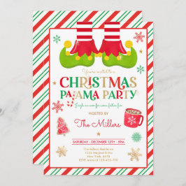 クリスマスパジャマパーティー小妖精や小人ホリデーパジャマパーティー 招待状