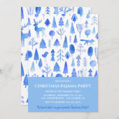 クリスマスパジャマパーティー招待状美しい水色 招待状 (正面/裏面)
