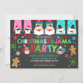 クリスマスパジャマパーティー招待状 ホリデーパジャマ 招待状 (正面)