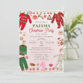 クリスマスパジャマパーティー水彩モダン 招待状 (スタンド正面)