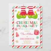 クリスマスパジャマパーティー エルフ ホリデーパジャマパーティー 招待状 (正面)