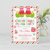 クリスマスパジャマパーティー エルフ ホリデーパジャマパーティー 招待状 (スタンド正面)