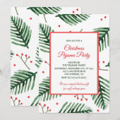 クリスマスパジャマパーティー スリンバーパーティー エレガント エバーグリーン 招待状 (正面/裏面)