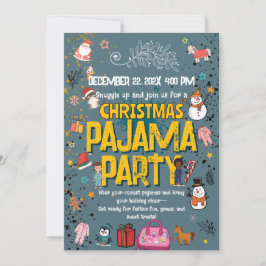 クリスマスパジャマパーティー 子供 休日 寝具パーティー 招待状