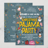 クリスマスパジャマパーティー 子供 休日 寝具パーティー 招待状 (正面/裏面)