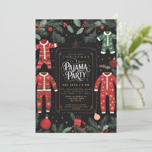 クリスマスパジャマパーティー 招待状 (スタンド正面)